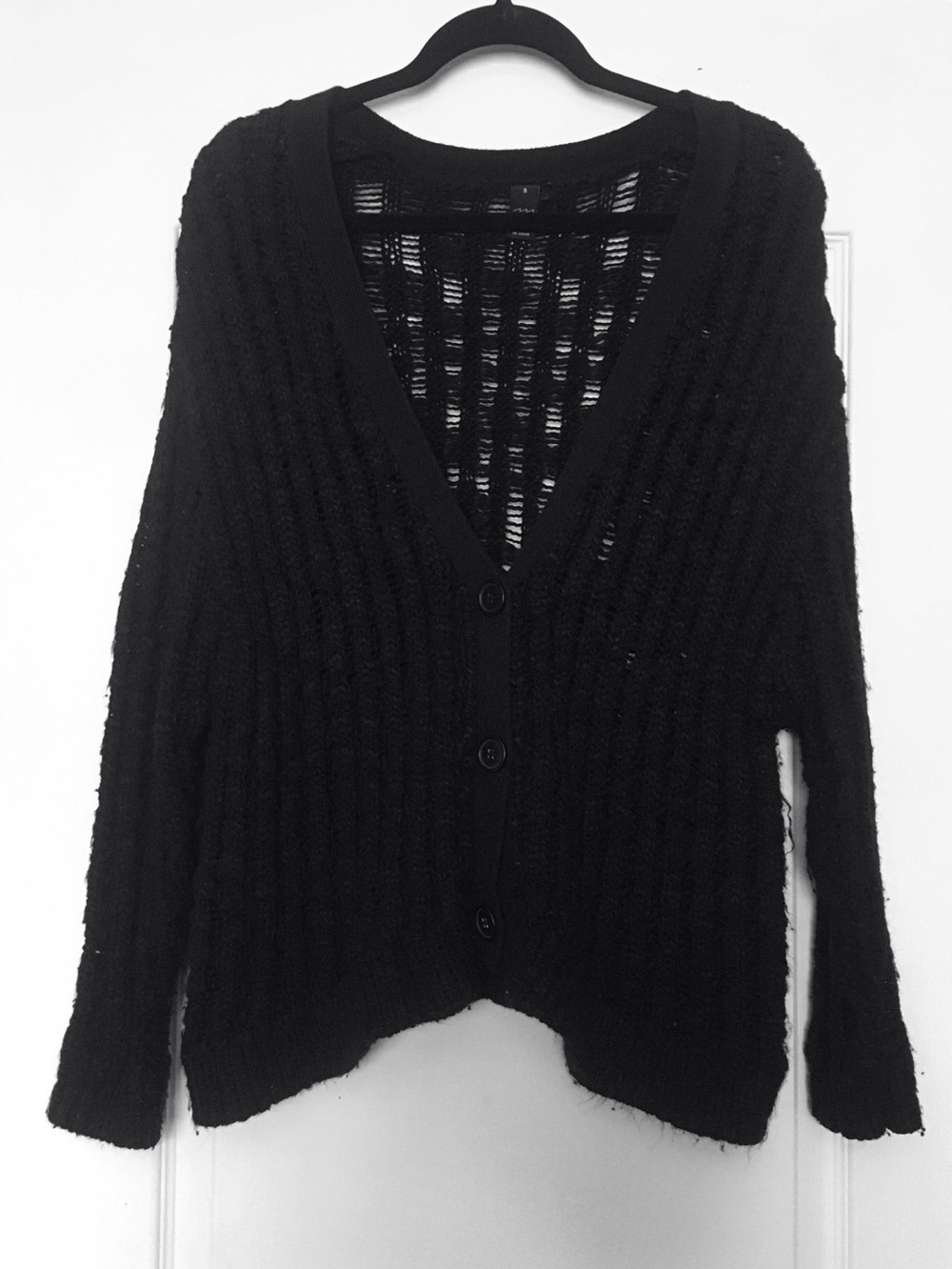 Factorie Fuzzy Knit Grungey Buttoned Cardigan Women’s Sweater